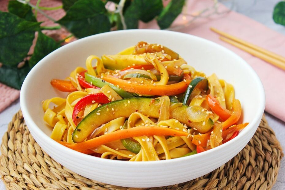 fideos con verduras al wok